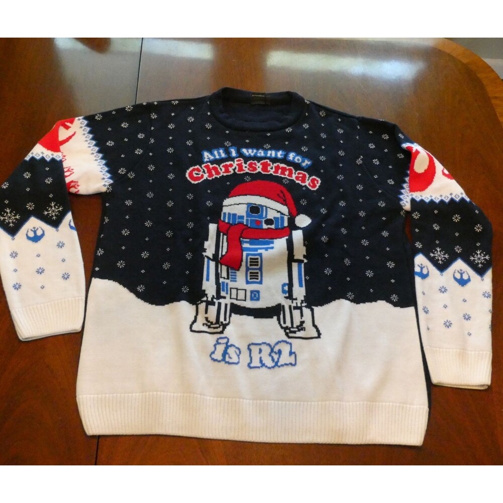 Star Wars All I Want For Christmas Is R2 Knitted Ugly Sweater Merchoid Mens XL